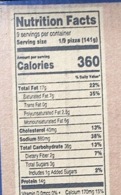 Pepperoni pizza - Nutrition facts