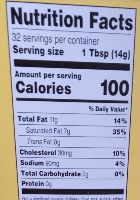 Sweet Cream Butter - Nutrition facts