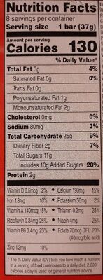 Fruit and grain soft baked bar - Nutrition facts