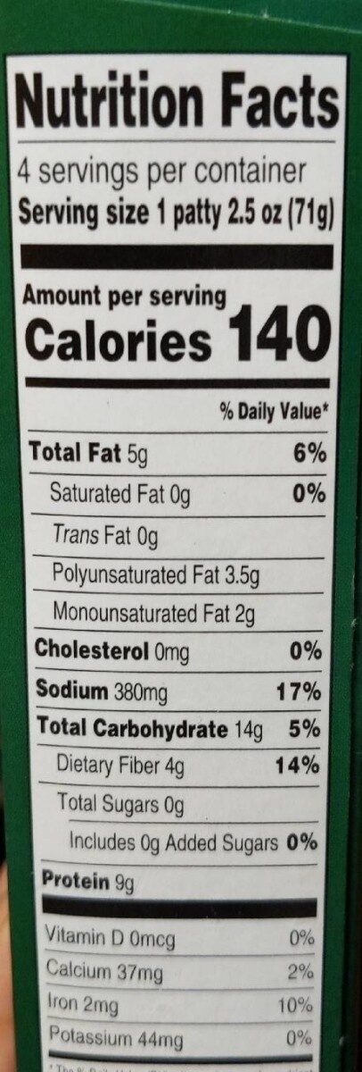 Chikenless patties - Nutrition facts