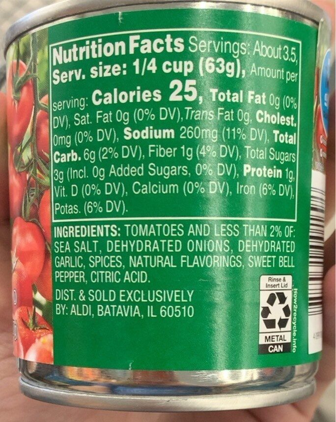 Tomato Sauce - Tableau nutritionnel - en