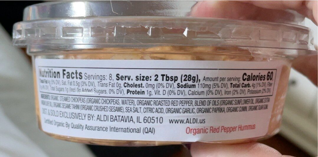 Red Pepper Hummus - Nutrition facts