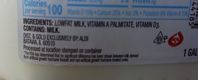 1% Low Fat Milk - Ingredients