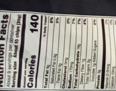 Caramelized onion and balsamic vinegar flavored pita chips - Nutrition facts