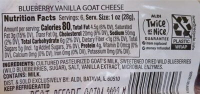Goat Cheese Blueberry Vanilla - Nutrition facts