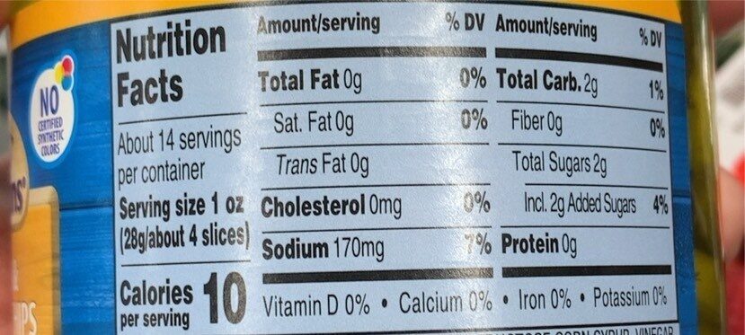 Bread and butter chips - Nutrition facts