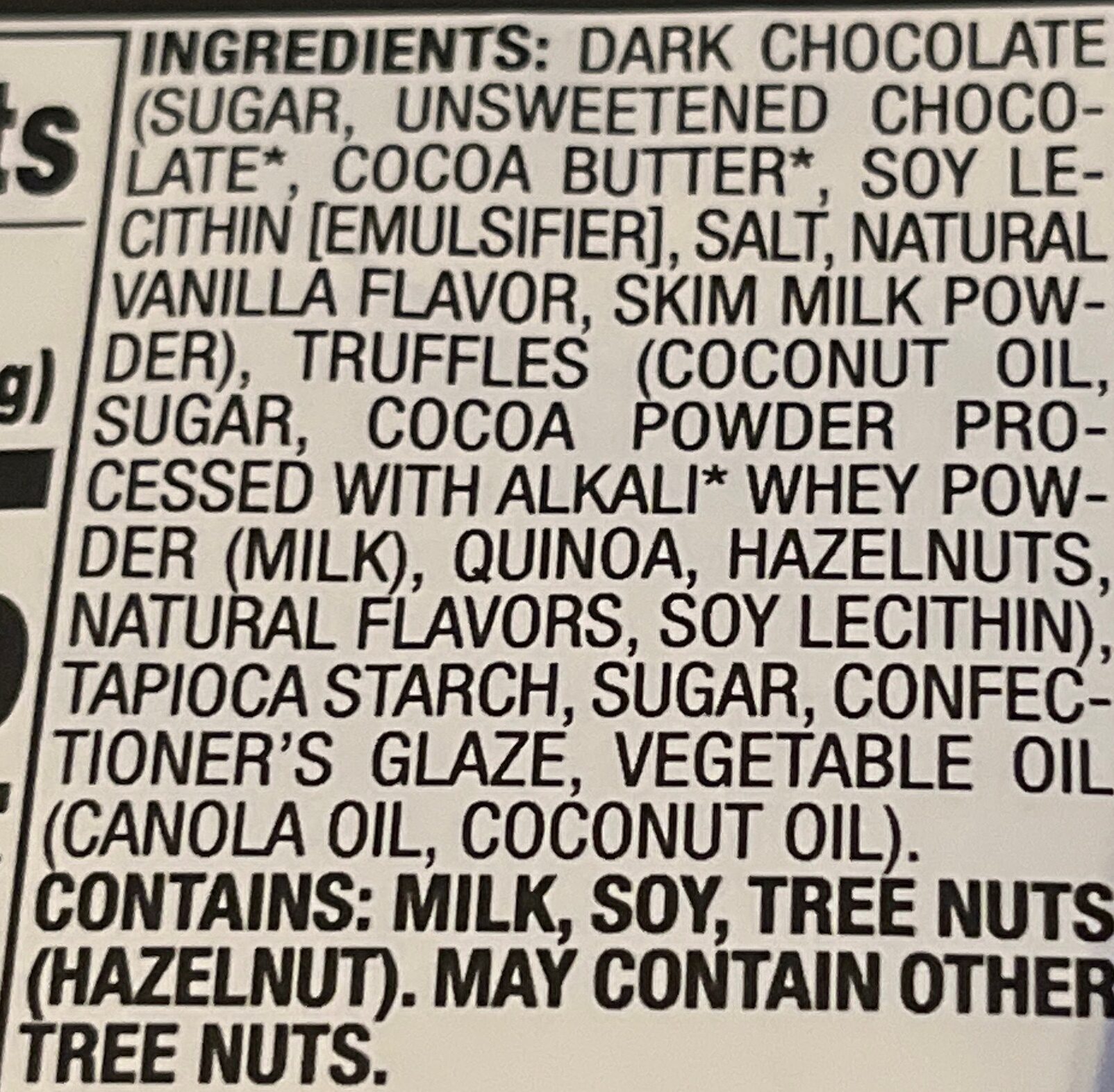 Quinoa Chocolate Hazelnut Bites - Ingredients