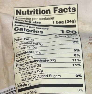 Freeze Dried Mangos - Nutrition facts
