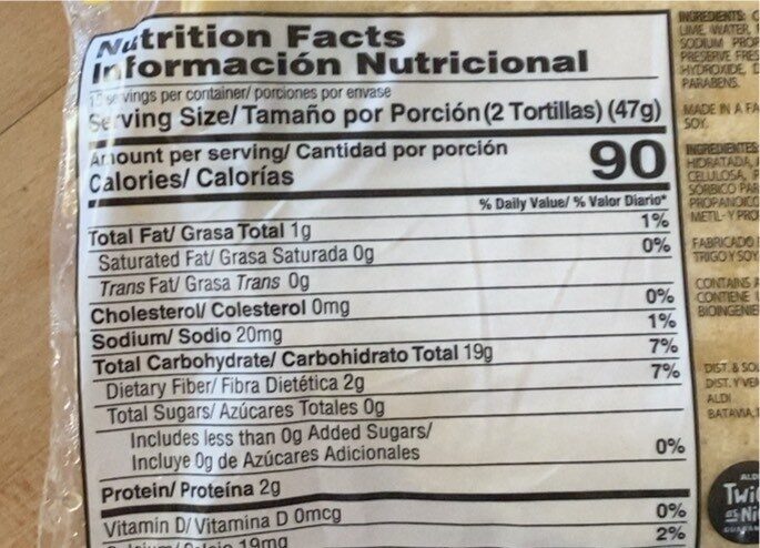 Corn tortillas - Nutrition facts