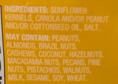 Roasted Salted Sunflower Kernels - Ingredients