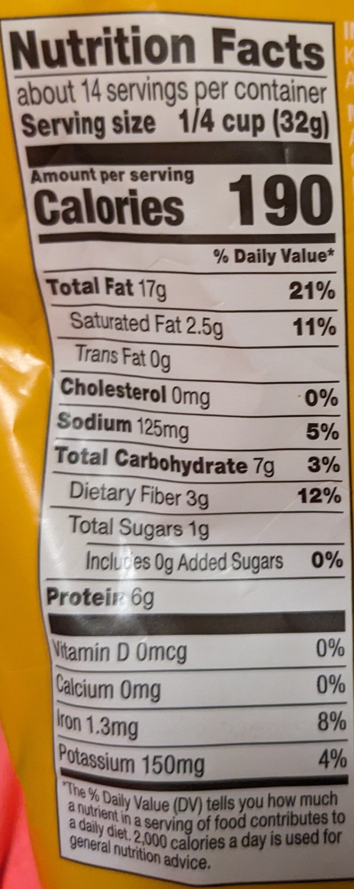 Roasted Salted Sunflower Kernels - Nutrition facts