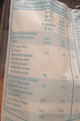 Palets noix de coco et graines de courges - Nutrition facts