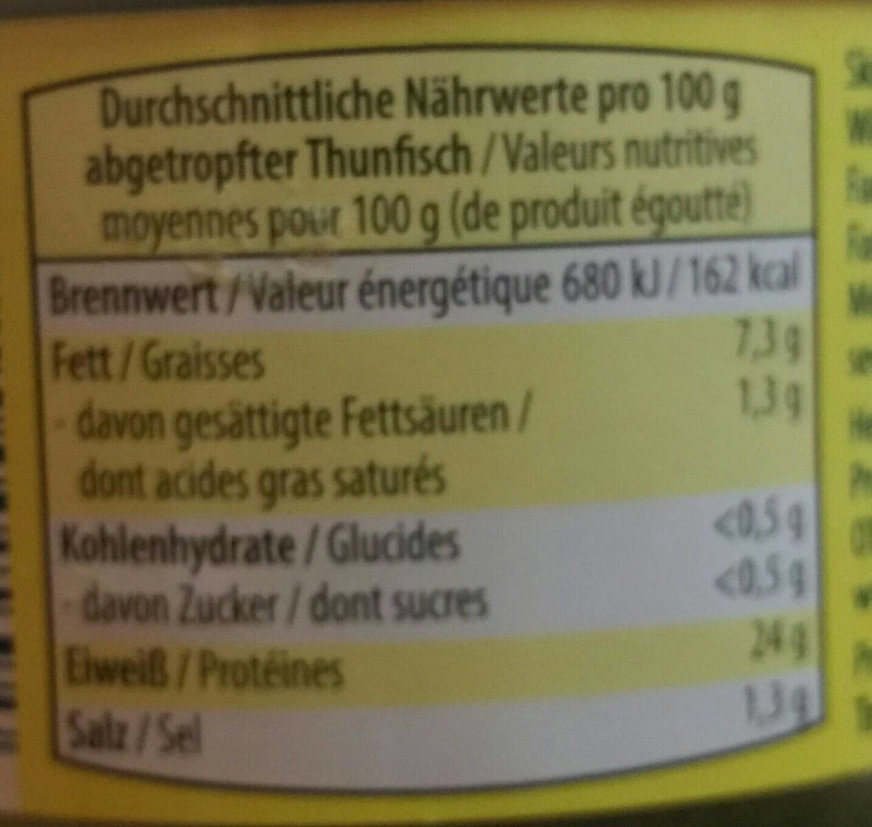 Thunfisch Filets in Sonnenblumenöl - Nährwertangaben - it