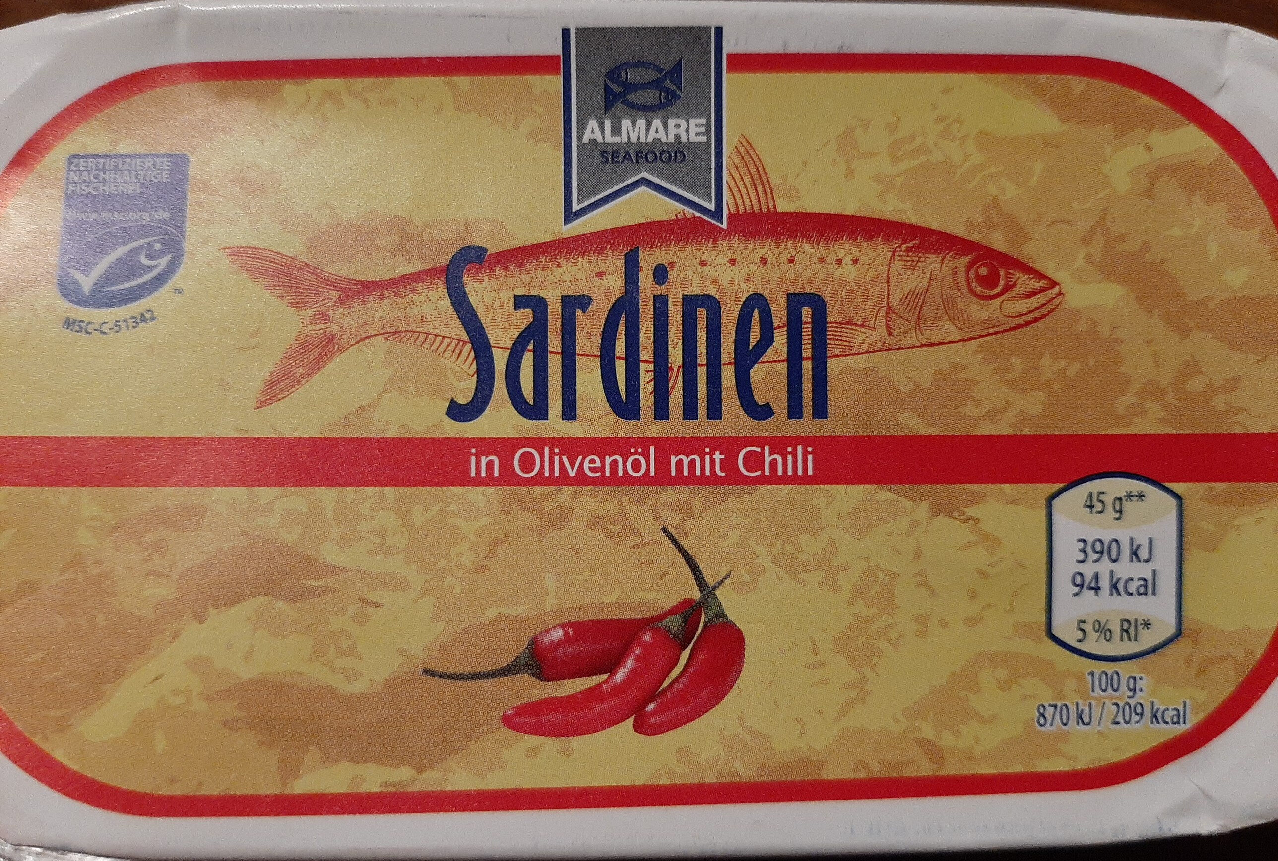 Sardinen in Olivenöl mit Chili - Produit - de