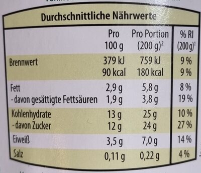 Bergbauern-Joghurt Vanille - Tableau nutritionnel - de