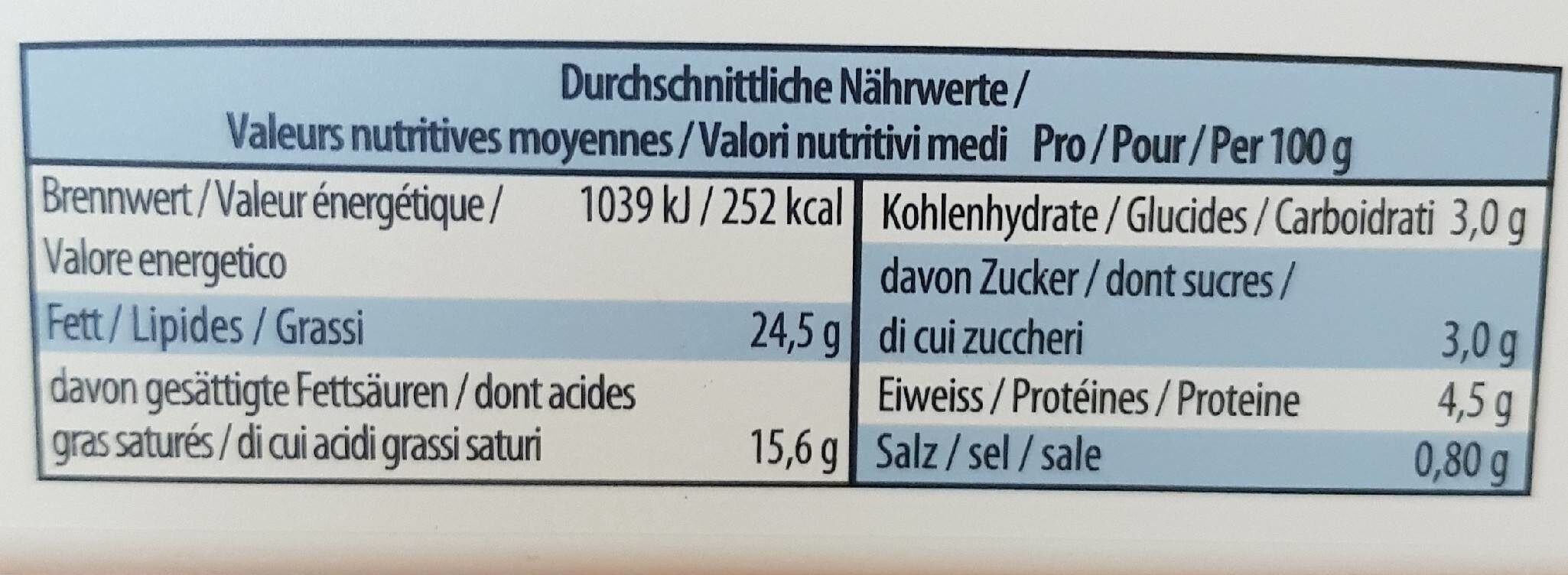 Frischkäse 300 g (Fromage Frais Double Crème) - Valori nutrizionali - de