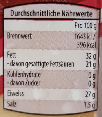 Tiroler Bergkäse - Nutrition facts - de