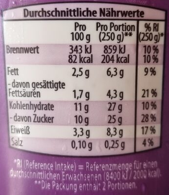 Fruchtjoghurt Heidelbeere - Nutrition facts - de