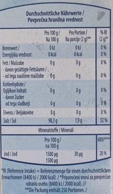 Speisesalz jodiert - Nutrition facts - de