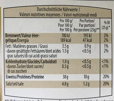 Viande des grisons - Valori nutrizionali - fr
