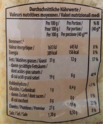 Käsekuchenmischung zu uhr - Valori nutrizionali - fr