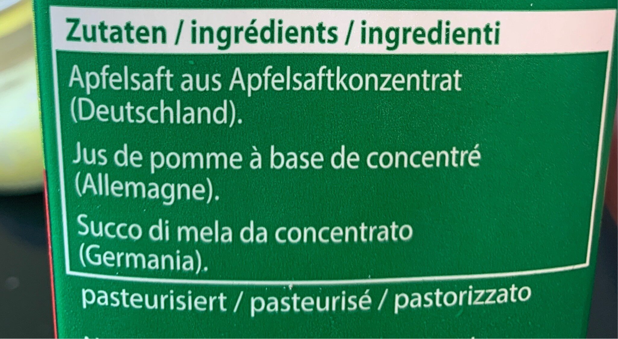 Apfel saft - Ingredienti - fr
