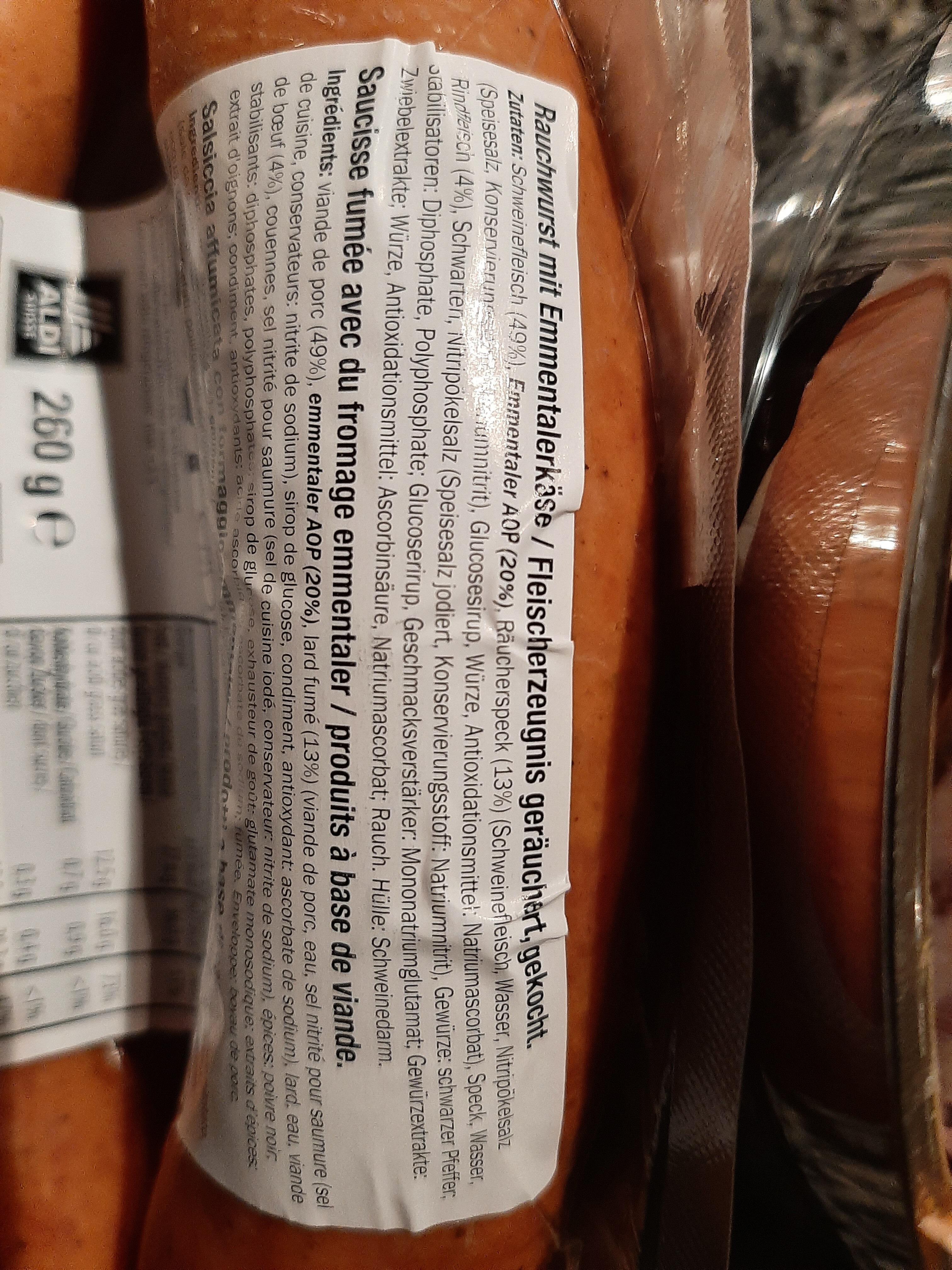 Rauchwurst mit Emmentalerkäse - Ingredienti - de
