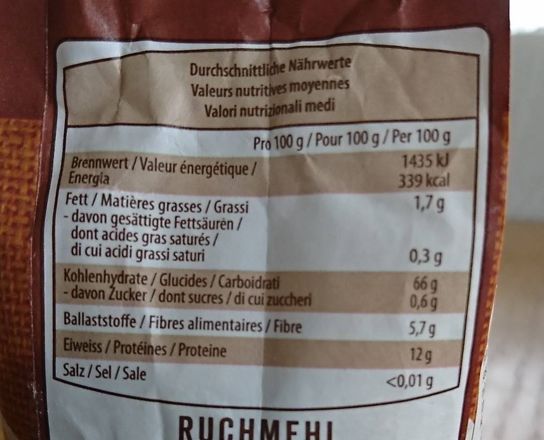 Ruchmehl - حقائق غذائية - fr