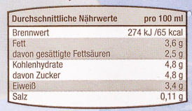 haltbare Bergbauern Milch 3,5% Fett - Nutrition facts - de