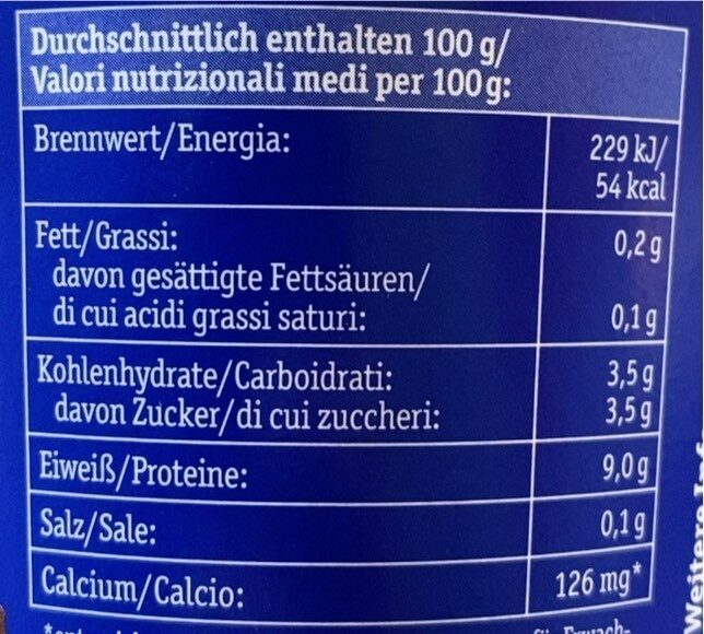 Cremiger Bio-Quark mit mildem Joghurt - Nährwertangaben
