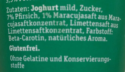Fruchtjoghurt Pfirsich-Maracuja - Ingredienser - de