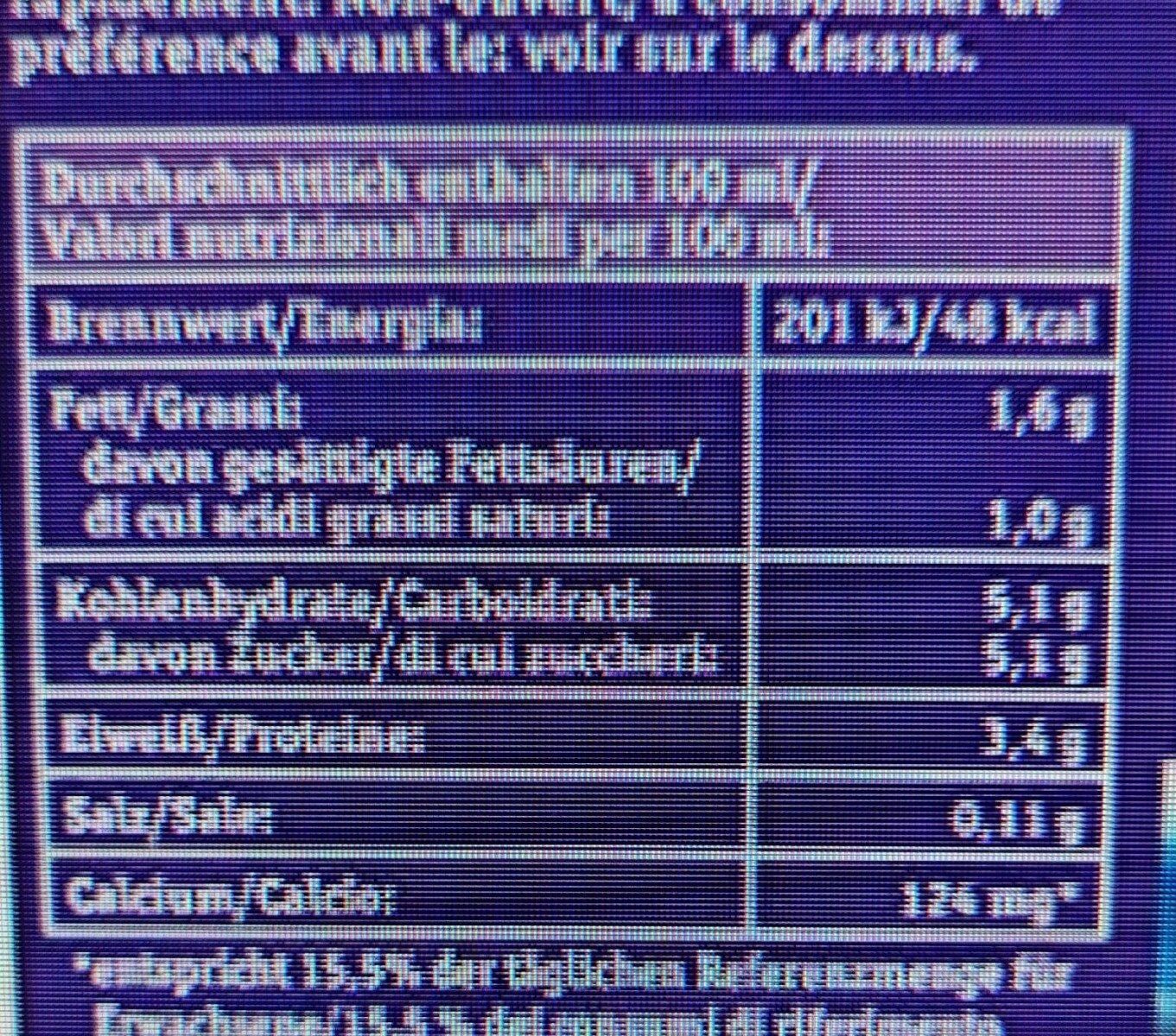 M-Haltbare Bio-Alpenmilch 1,5 % - Nährwertangaben