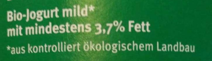 Bio Joghurt mild - Ingredienser - de