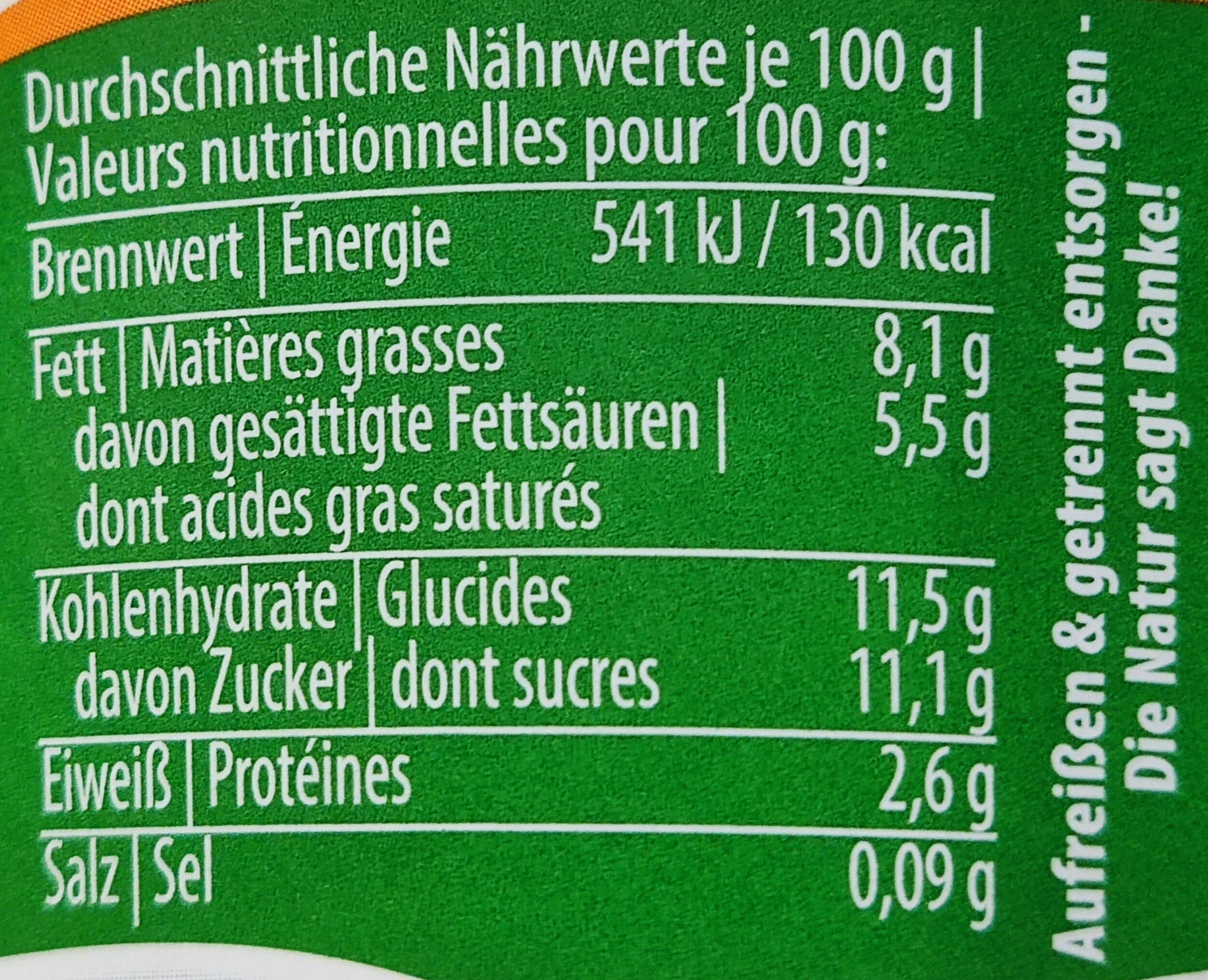 Bio-Rahmjogurt - Mango-Vanille - Información nutricional - de