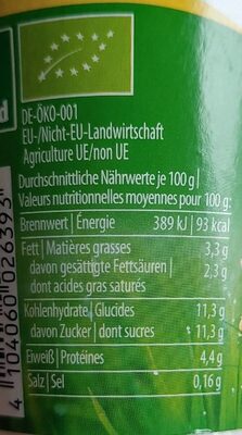 Bio-Joghurt mild - Vanille - Nährwertangaben