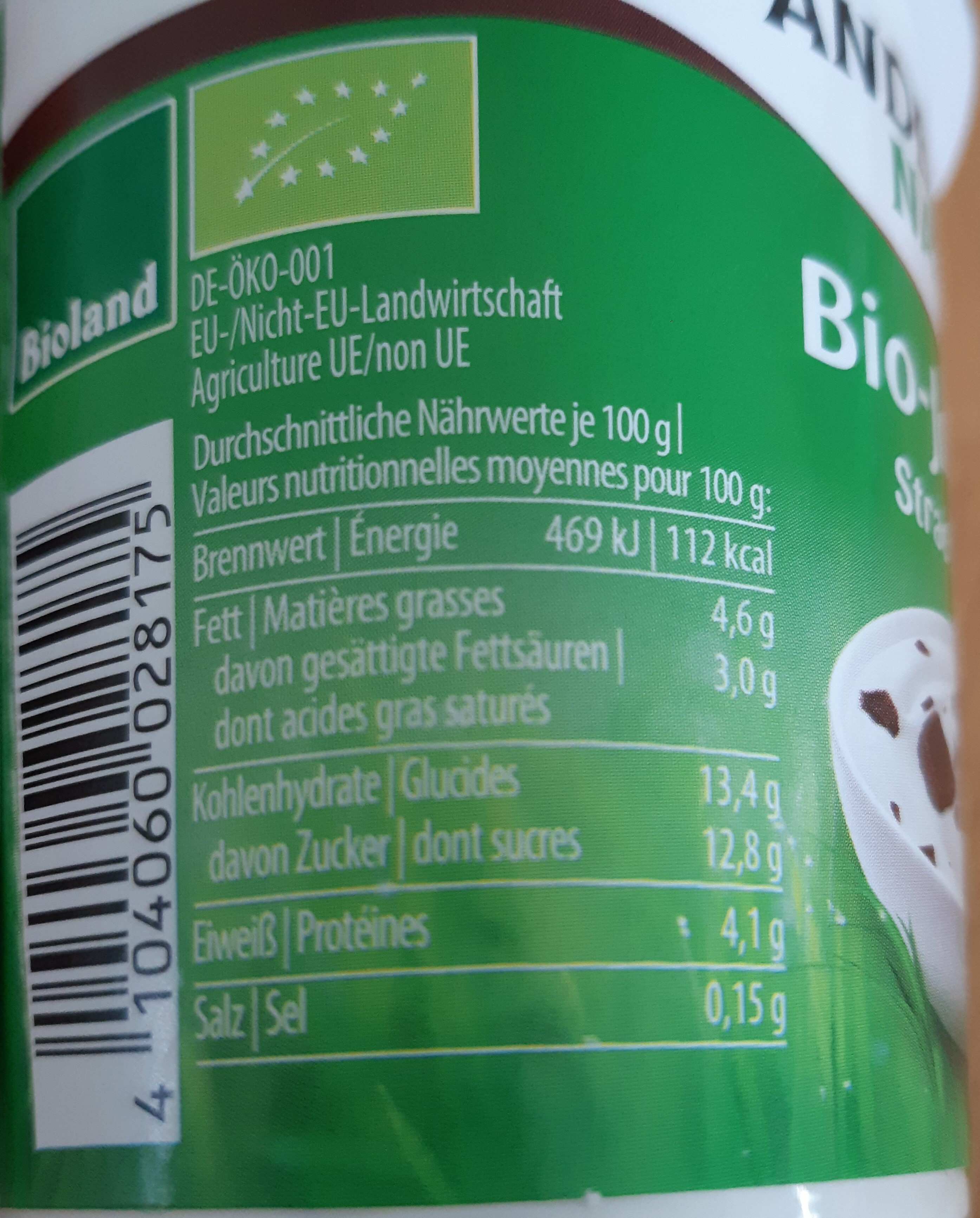 Bio-Joghurt mild - Stracciatella - Nährwertangaben