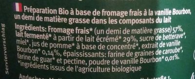 Bio Fromage frais Andechser, Vanille - Zutaten - fr