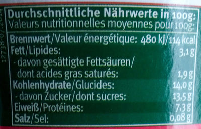 Bio-Fruchtquark Himbeere - Tableau nutritionnel - de