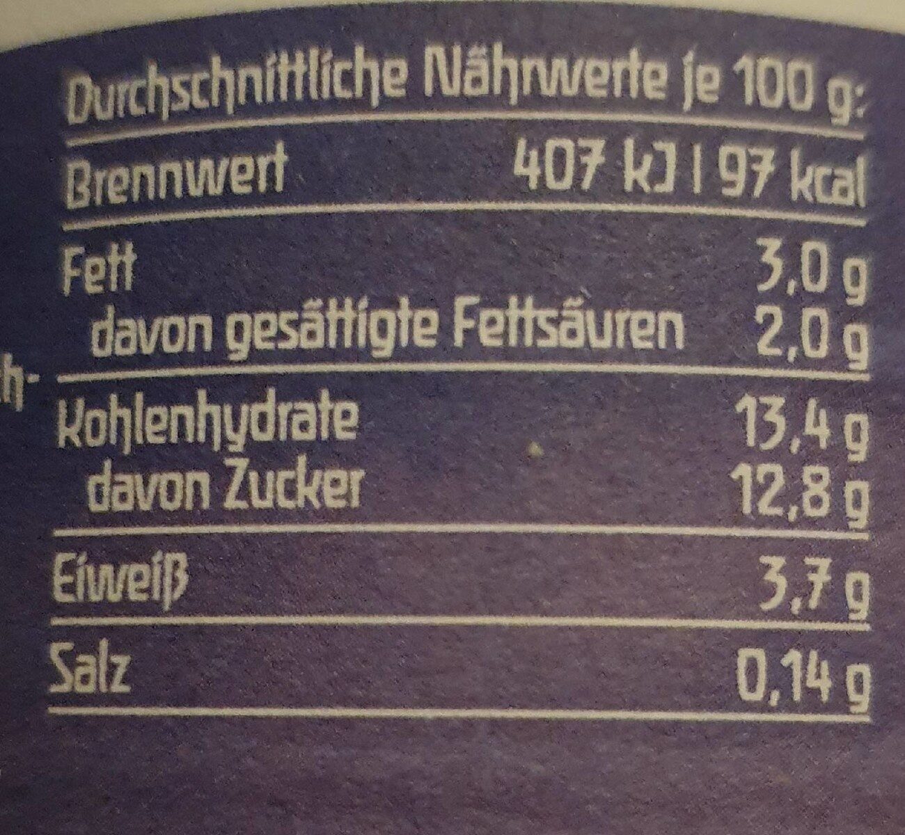 Andechser Natur - Joghurt mild Heidelbeere - Nährwertangaben - fr