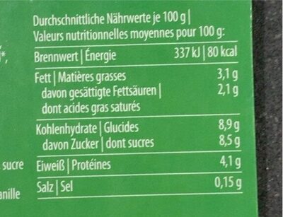 Bio Jogurts Mango Vanille - Nährwertangaben