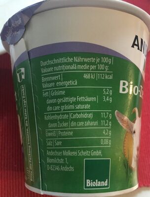 Bio-Ziegenjogurt mild - Tableau nutritionnel