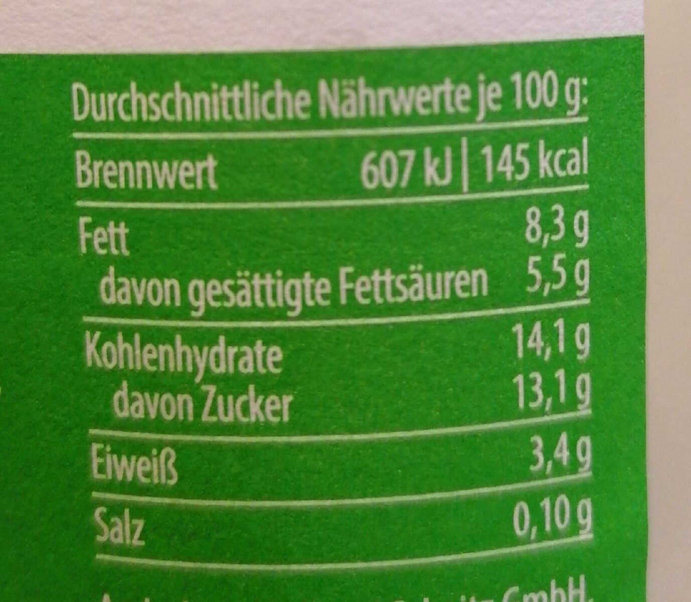 Bio - Dessertjogurt Schokoballs Banane - Nährwertangaben