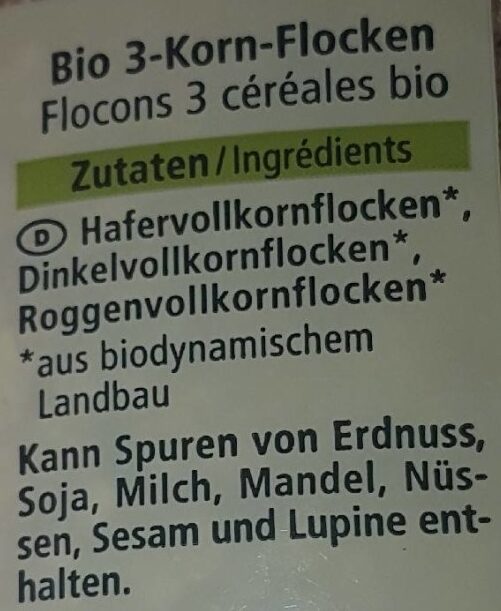 3-Korn Flocken - Ingredients - de