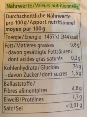 Polenta - Nutrition facts - de