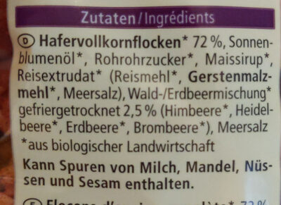 Waldbeere Hafer Crunchy - Ingredienti - de