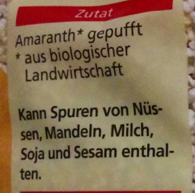 Amaranth gepufft - Ingredients - de