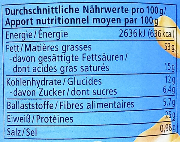 Erdnuss Creme crunchy - Tableau nutritionnel - de