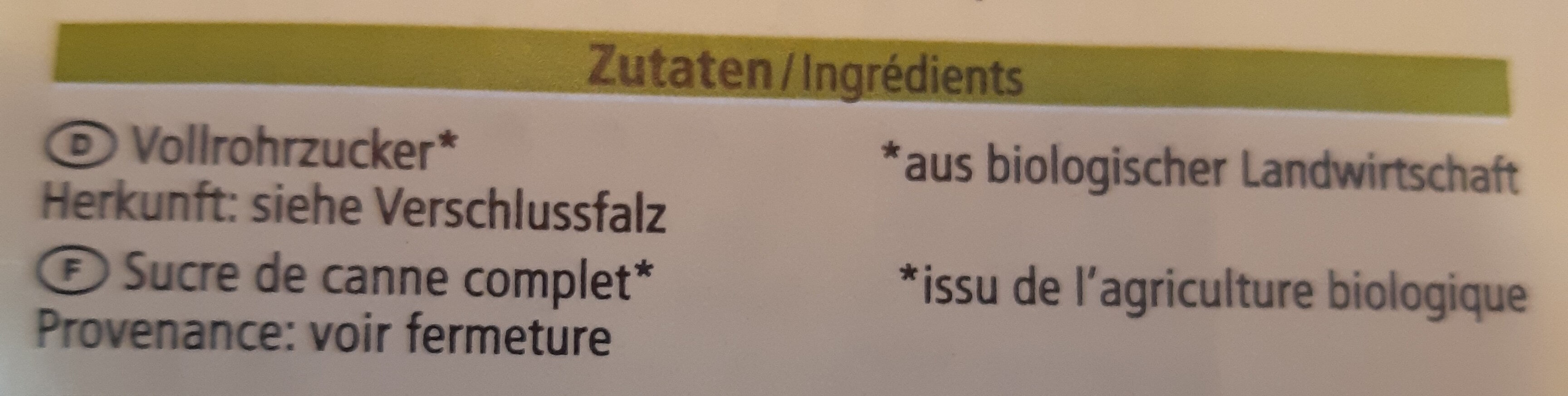 Vollrohrzucker - Ingredienti - de
