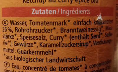 Alnatura Bio Curry Gewürz Ketchup 500 ML - Ingrédients