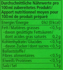 Gemüse Bouillon - Tableau nutritionnel
